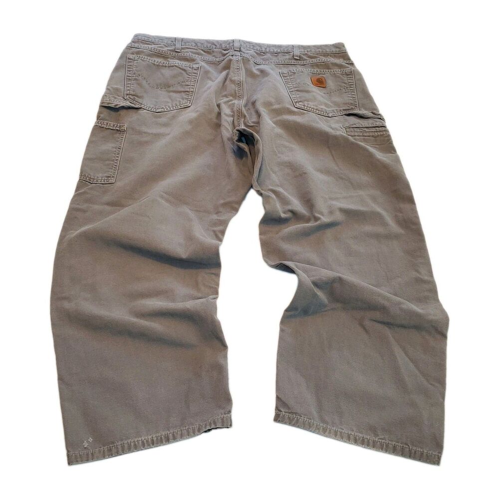 Carhartt Canvas Carpenter Pants Jeans Mens Size 40"x 28" Gray Faded Workwear
